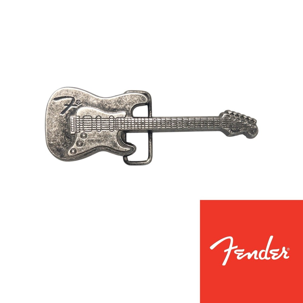 Fender Stratocaster Guitar Silver Toned Large Belt Buckle Western Rock Music