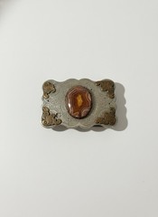« Banded Agate” Belt Buckle 3-1/2 » L X 2-1/2” Heavy: 3.5 oz. Nickel