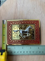 Western Buckle Gold Silver Red Running Horse Cowboy Fit 2 » Hebillas Vaqueras