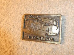 Vintage 1970s Brass 41 Lincoln Continental Car Belt Buckle 3 1/4&Prime; Wide