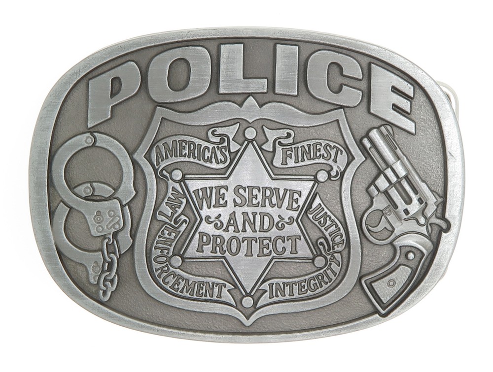 Police America&rsquo;s Finest We Serve and Protect Law Enforcement Metal Belt Buckle