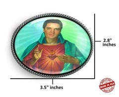 Elvis Christ Sacred Heart Handmade Artisan Rockabilly Belt Buckle