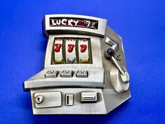Jackpot Lucky Seven&rsquo;s Vegas Style Slot Machine Figural Gambling Belt Buckle