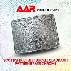 Highland Kilt Belt Buckle Claddagh pattern Chrome Finish Claddagh pattern buckle