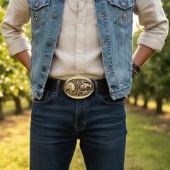 Men Antique Gold Metal Fashion Belt Buckle Ox Native Buffalo Bull 5 Cents Coin