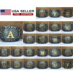 For Rodeo Initial Letter A to Z Western Cowboy Shine Metal Fashion Belt Buckle