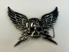 Winged Skull with Stars Reflective Gothic Punk Motorcycle Biker Belt Buckle