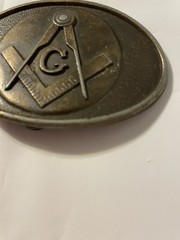 Vintage 1970s Masonic Freemason Brass Western Belt Buckle – Cowboy Style
