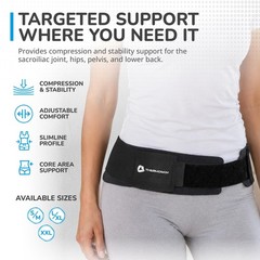 Thermoskin Sacroiliac Belt, Black, Medium, 3.4 Ounce Small/Medium, Black