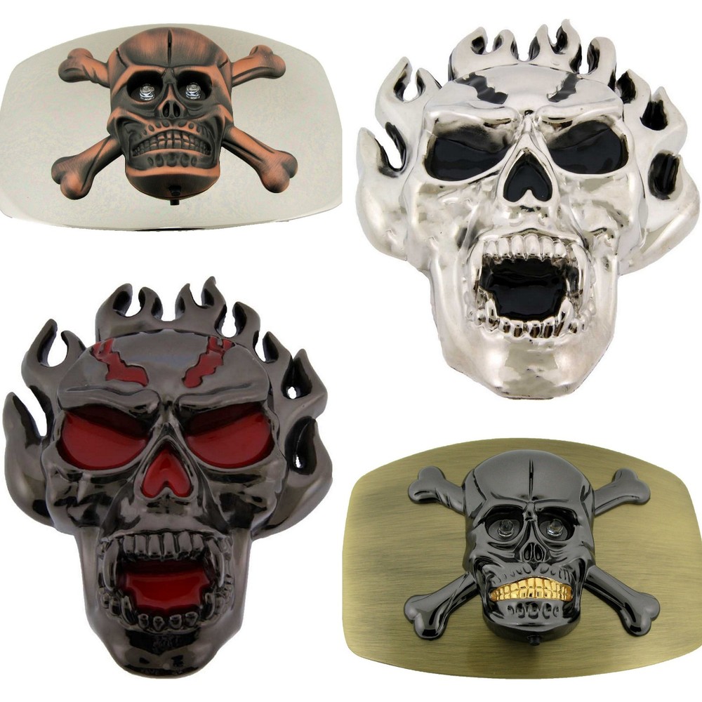 Large Men Skull Skeleton Belt Buckle Tattoo Goth Women Tribal Halloween Costume