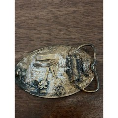 Vintage 1984 Arroyo Grande Buckle Co Hawaii Islands Map Brass Belt Buckle Green