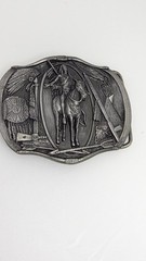 Vintage 1984 Bergamot Brass Works Native American Horse Rider Belt Buckle