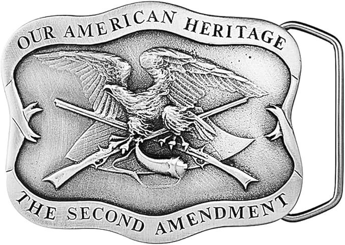 Vintage 1970s Design Solid Pewter 2nd Amendment Belt Buckle – USA Made