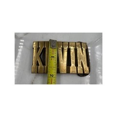 Vintage Western Brass Kevin Name Belt Buckle Solid Brass Personalized Gold Tone