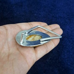 Silver Plated Belt Buckle Handmade Jasper Gemstone Western Cowboy Belt For Men
