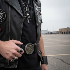 Men Silver Metal Fashion Biker Buckle Skeleton Brown Mini Skulls Bold Statement