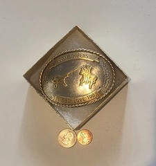 Vintage Metal Belt Buckle, Nickel Silver, Goat Ropers Need Love Too, Rodeo, Nice