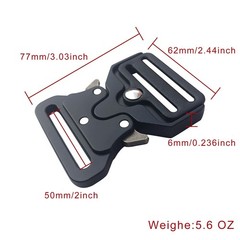 TXZWJZ Metal buckle tactical belt Heavy-Duty – 2 inch 2 (50mm), Black