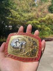 Western Buckle Gold Silver Red Horse Head Buckle Cowboy 2 » Hebillas Vaqueras