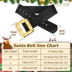 JASGOOD Christmas Santa Claus Adults Wide Leather Fit Size 44&Prime;-54&Prime;, Black