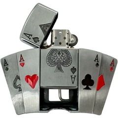 Ace Of Spades Poker Cards Refillable Flip Top Lighter in a Belt Buckle Combo