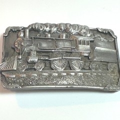 Vintage Western Train Buckle Metal American Railroad Steam Engine Sisskiyou 1986