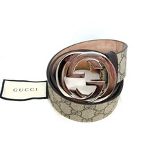 GUCCI Pre-Owned Interlocking Belt Beige Leather