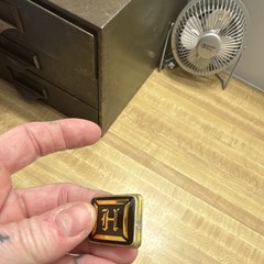 Black Gold Monogram H Rectangular Metal for Men