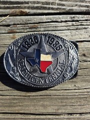 Vintage TL&B Brass Texas Sesquicentennial 1836-1986 Metal Belt Numbered 1508