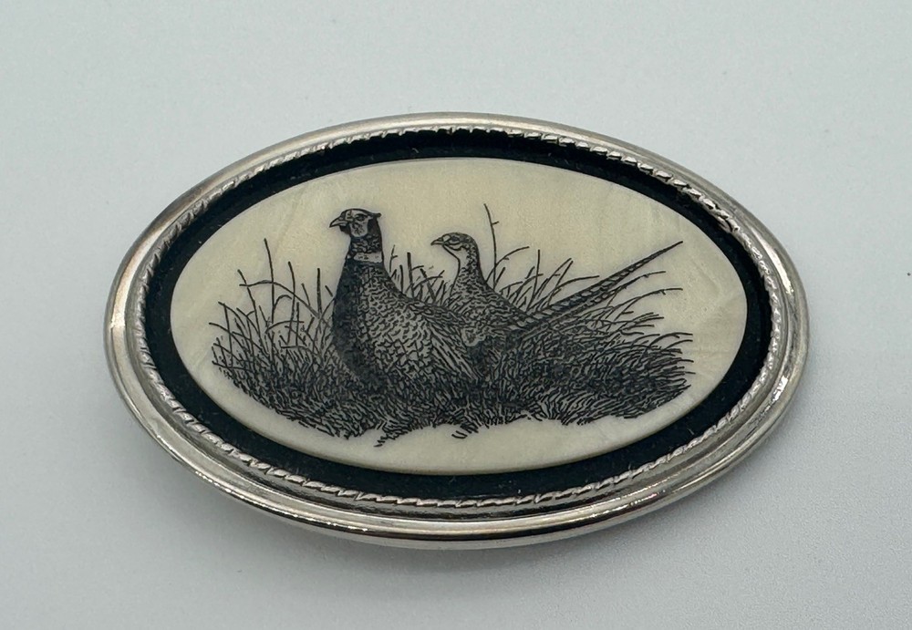 The Beaver Buckle Co. Oval Hunting Bird Pheasant Western Belt Buckle Handcrafted