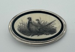 The Beaver Buckle Co. Oval Hunting Bird Pheasant Western Belt Buckle Handcrafted