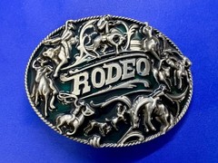 Cowboy Rodeo Calf Roping Bucking Bronco Rancher Enameled New Western Belt Buckle