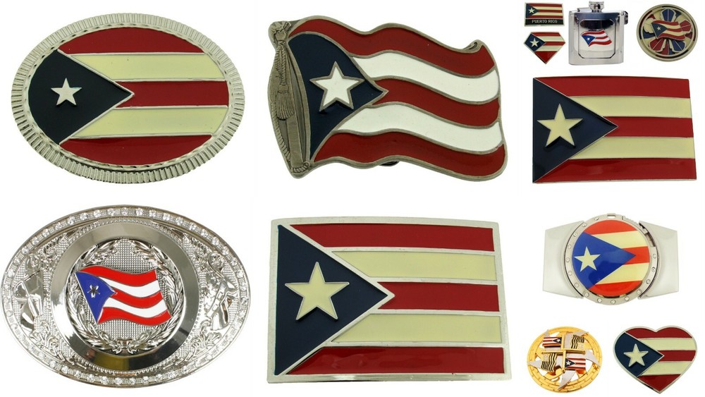 Puerto Rico Usa Flag Bandera puertorriquena Puertorriqueno San Juan Belt Buckles