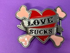 LOVE SUCKS Red Hearts Pink Crossbones Ladies Buckle Rage Belt Buckle