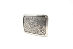Silver Floral Western Cowboy Belt Buckle, (1.5 ») Removable Western Buckle