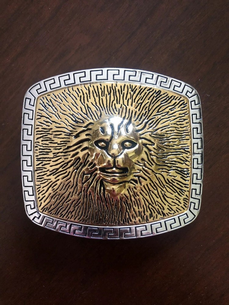 Gold Lion Head Leo Astrology Detailed Animal Metal Unisex Men’s Belt Buckle