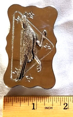 VTG Roadrunner Belt Buckle Deco Southwestern Engraved Chrome Cowboy 1.25&Prime; Wide