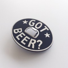 Vintage Style Oval Black Enamel Got Beer Bottle Opener Belt Buckle