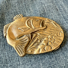 MBCI Solid Brass Fish Belt Buckle | Made in USA | 1970s Fishing Buckle Vintage