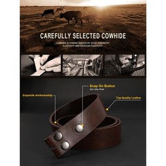 JASGOOD Mens Western Belt Strap Without Fits waist size 31&Prime;-35&Prime;, D-coffee