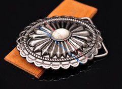 Retro Western Tribal men&rsquo;s cowboy Flower Turquoise Belt Buckle fits 40mm Strap