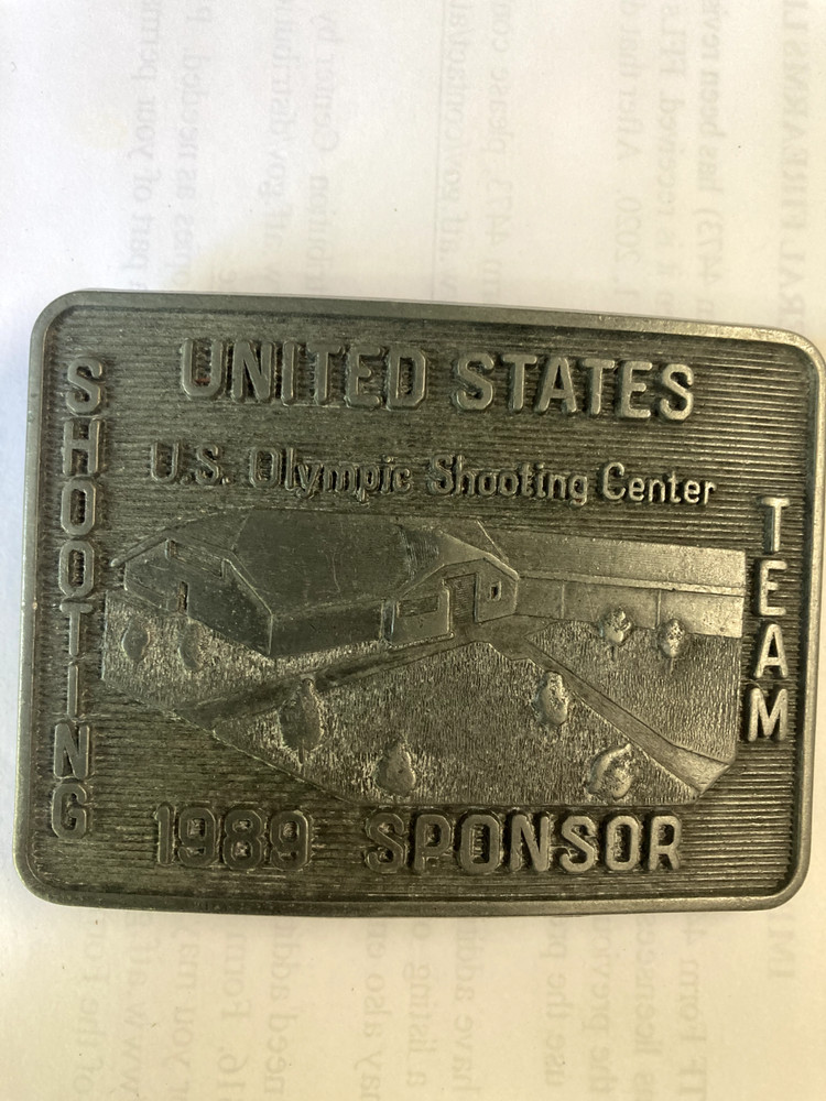 U S Olympic Shooting Center 1989 SPONSOR Metal Belt Buckle