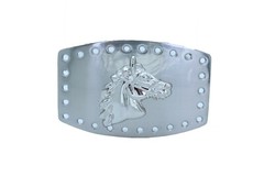 Cool Men Women Western Fashion Belt Buckle Silver Metal Rodeo Horse Classic Look