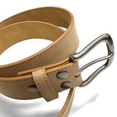 Men&rsquo;s Belt Rounded Edge Heel Bar Buckle Casual Jean Suede Leather 36, Taupe