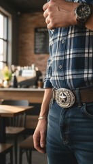 Men Silver Metal Rodeo Belt Buckle Western Fashion Cowboy Texas State Lone Star