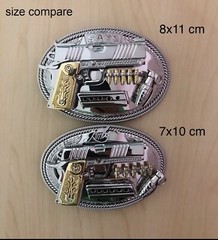 (MADE BY ORDER)MEN BELT BUCKLE HANDMADE STAINLESS STEEL WESTERN STYLE GUN KIMBER