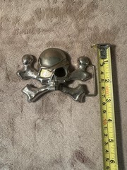 Men&rsquo;s Skull & Crossbones Western Metal Belt Buckle, Silver Tone, 1.5 in