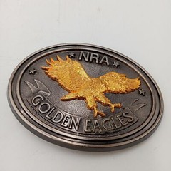 Golden Eagles Belt Buckle NRA Vintage USA National Rifle Association Western