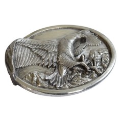 Vintage 1984 Bergamot Brass Works Eagle Silver Tone Pewter Belt Buckle W-146 USA
