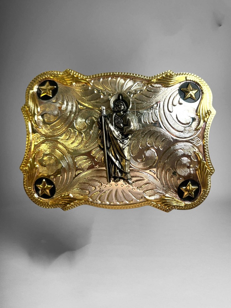 Saint Jude Western Style Cowboy Belt Buckle Hebilla Vaquera Con San Judas